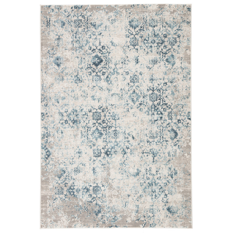 Tapis bleu à motif abstrait Days, Rectangle 5 x 7 pi 6 po