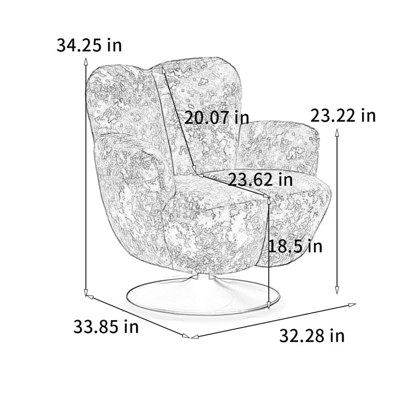 A 360° rotating U-shaped lounge chair, Black Polyester Blend