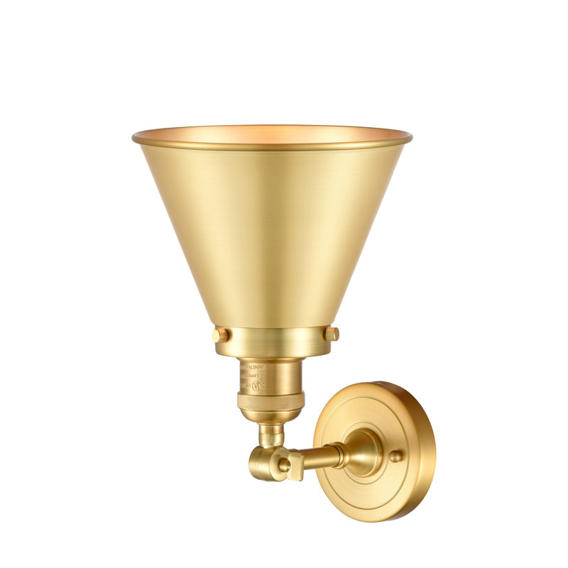 Estella Armed Sconce, 6 Watt Vinage LED Bulb, Satin Gold, Satin Gold