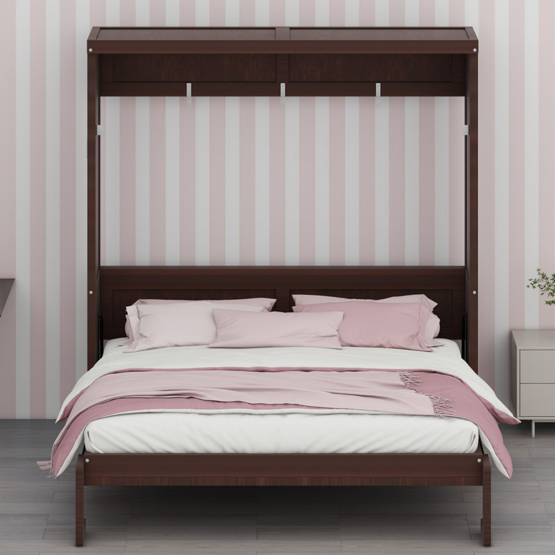 Base de lit escamotable convertible escamotable en armoire de rangement, Espresso