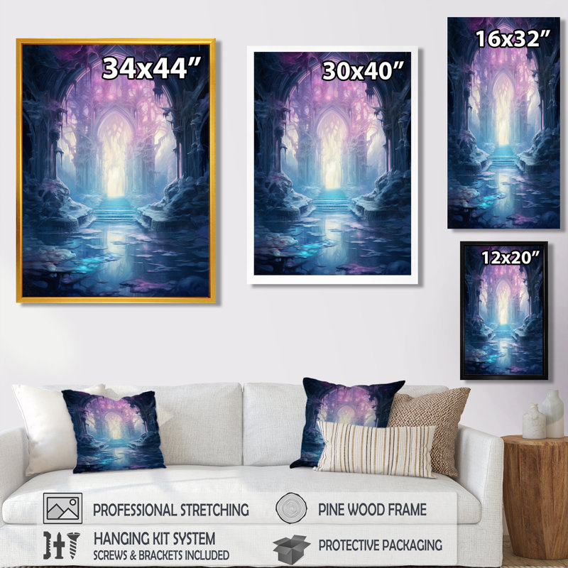 «Gateway to Dreams - Abstract Landscape», reproduction d'art mural, H 40 po x l 30 po, Cadre flottant noir