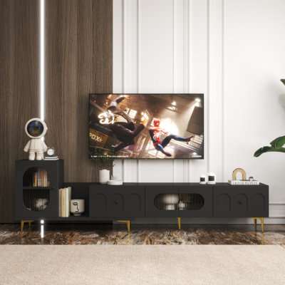 Extendable Wood TV Stand Rectangle Media Console For Living Room And Bedroom