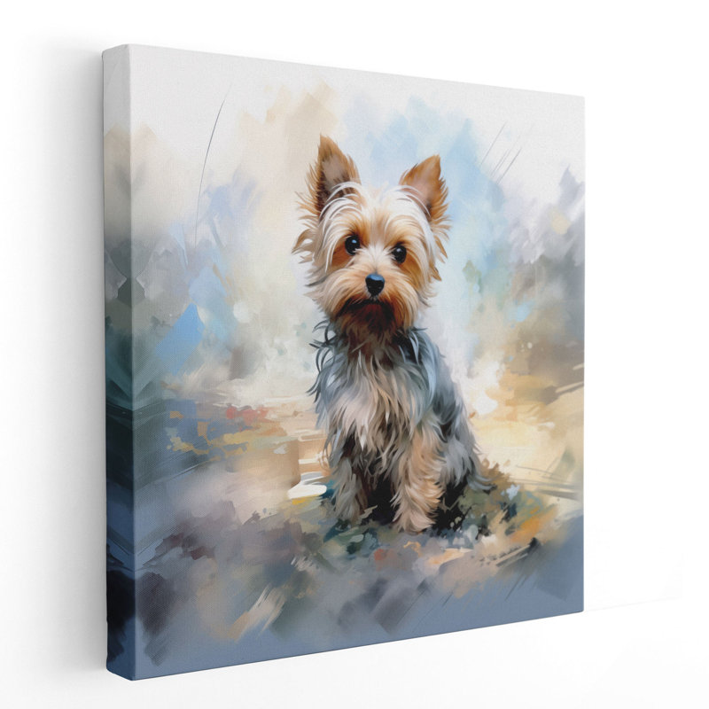 Aquarelle sur toile | Impression sur toile impressionniste | Impression aquarelle Yorkie, Sans cadre
