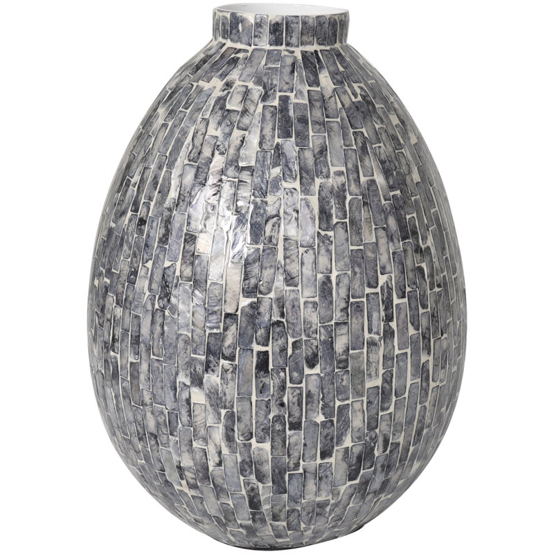 Vase décoratif décoratif en nacre blanche faite à la main Reydan, H 12,35 po x l 8,9 po x P 8,9 po