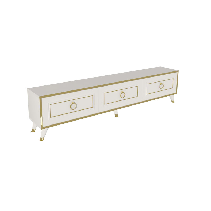 Adames TV Stand for TVs up to 75", White/Gold