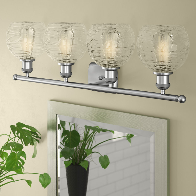 Éclairage pour salle de bain 3 lumières Halvorson, Transparent, Nickel satiné brossé, Ampoule non incluse