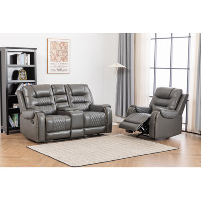 Ilyia Two Tone Vegan Leather 2-Piece Livingroom Reclining Set