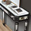 Console noire et argentée avec sculpture de style rétro, rangement ouvert pour le salon - l 48 po x H 32,7 po x P 14 po, bois massif + effet miroir en grain de verre, argent triangulaire