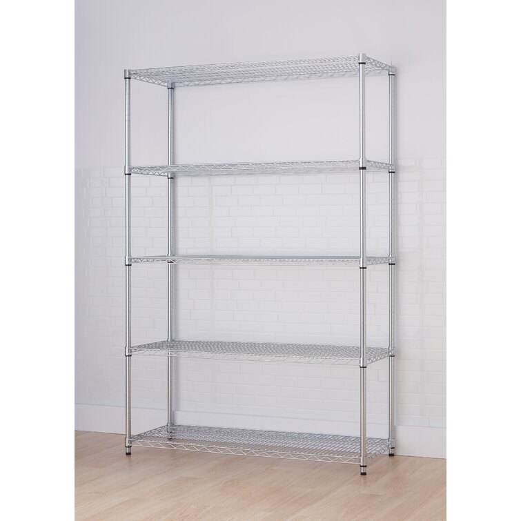 TRINITY 5-Tier Outdoor Wire Shelving Rack with Wheels, 48 x 18 x 72 NSF,  Gray Color