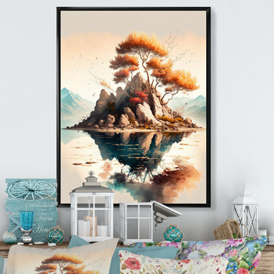 «Bright Bonsai Tree On Rock II», art mural moderne sur toile