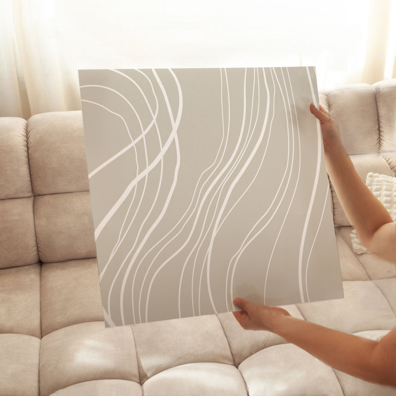 «Abstract Gray Lines», reproduction d'art moderne sans cadre Mid-Century, H 14 po x l 14 po