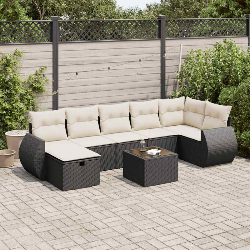 Ensemble de canapé de jardin Vidaxl noir, blanc crème