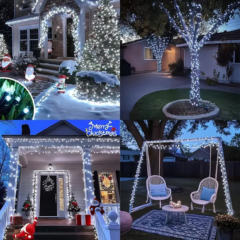 LED Solar Powered Cord String Light, 200 Lamps - 20 Metre Long