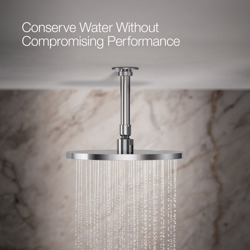 Contemporary Multi Function Rain Shower Head, Polished Chrome, Square, 1.75 GPM