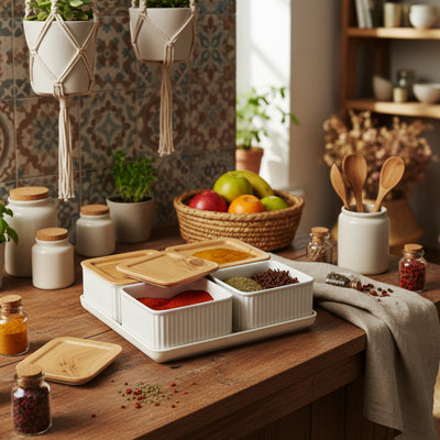 Canister Set With A Serving Tray (4-Piece)