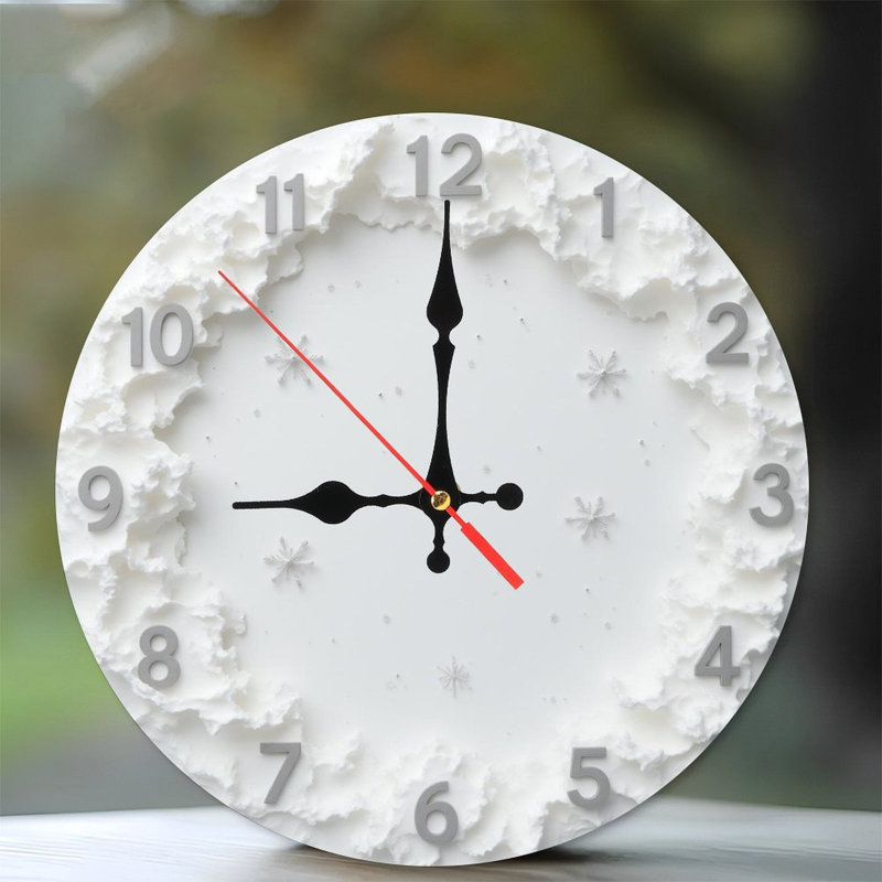 Chiffres-sur-neige-horloge-avec-flocons de neige