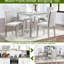 Élégante table de salle à manger gris argentée avec 5 pièces, y compris des sièges rembourrés ergonomiques et des sièges confortables en bois