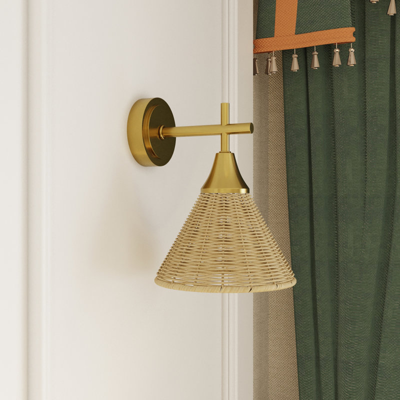 Wrangell 1 - Light Bohemian Yellow Rattan Metal Wall Light