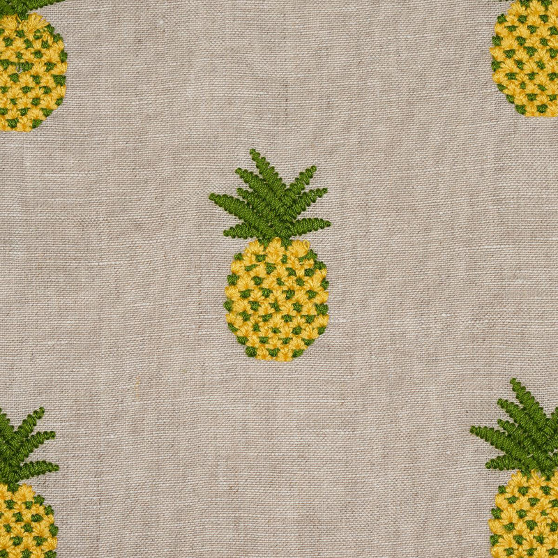 Pineapple Embroidery Fabric, Green/Natural