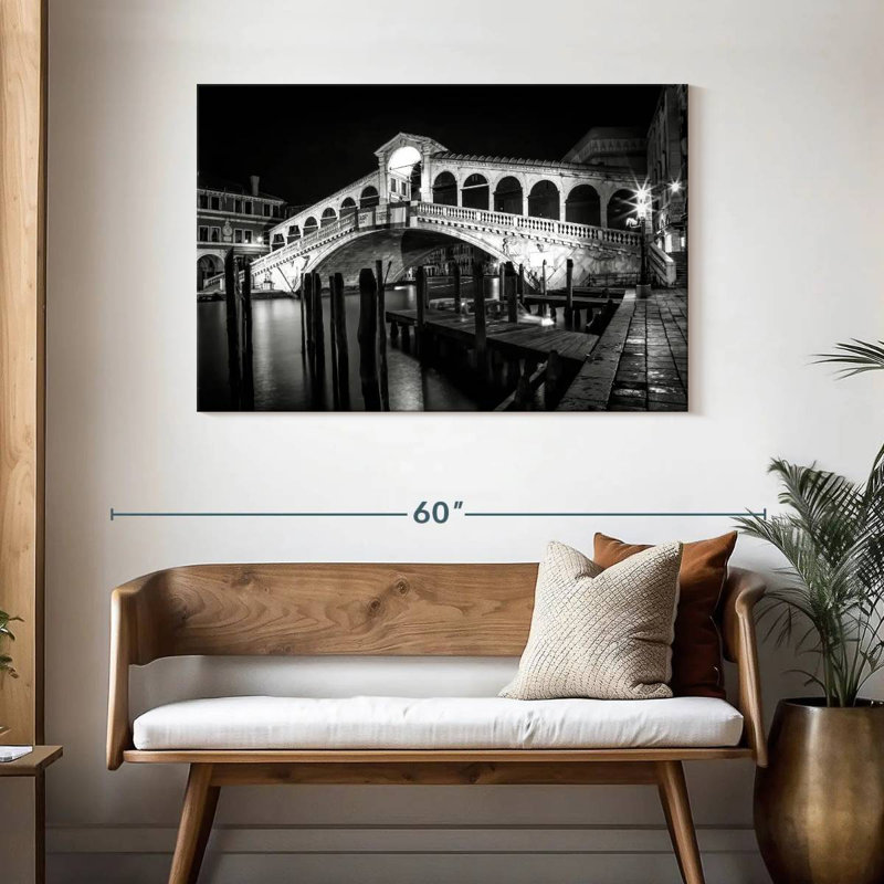 Pont Lilie Rialto la nuit, H 30 po x l 45 po