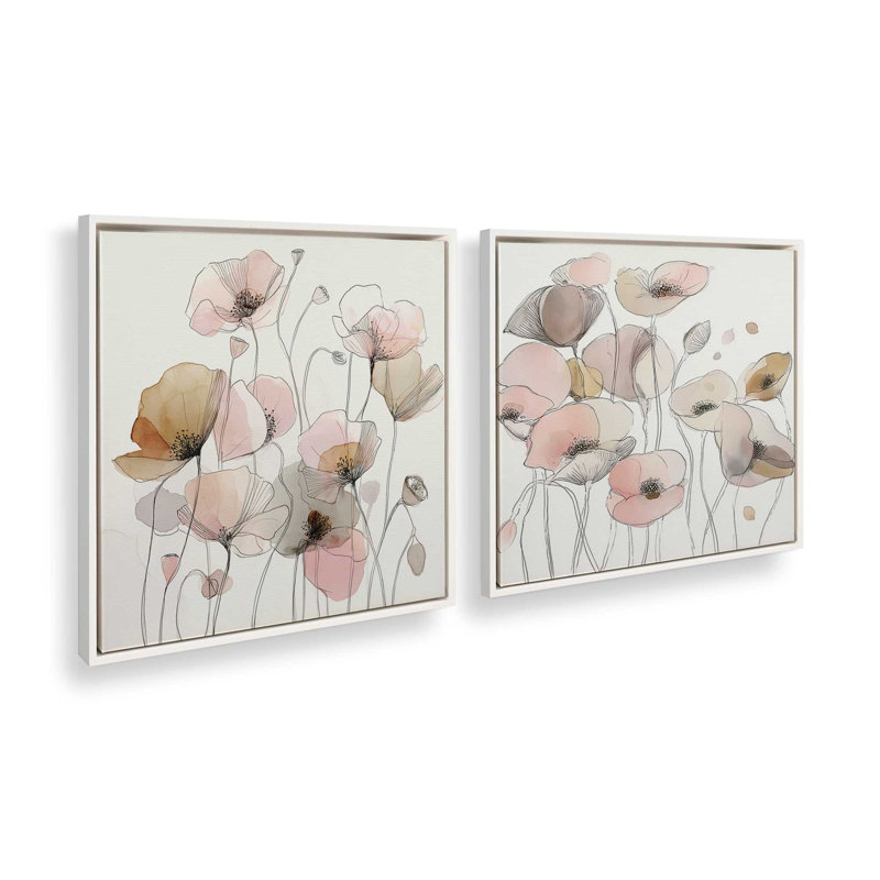 Ensemble de 2 impressions Whispered Canyon, Cadre flottant blanc opaque, 16 po x 16 po