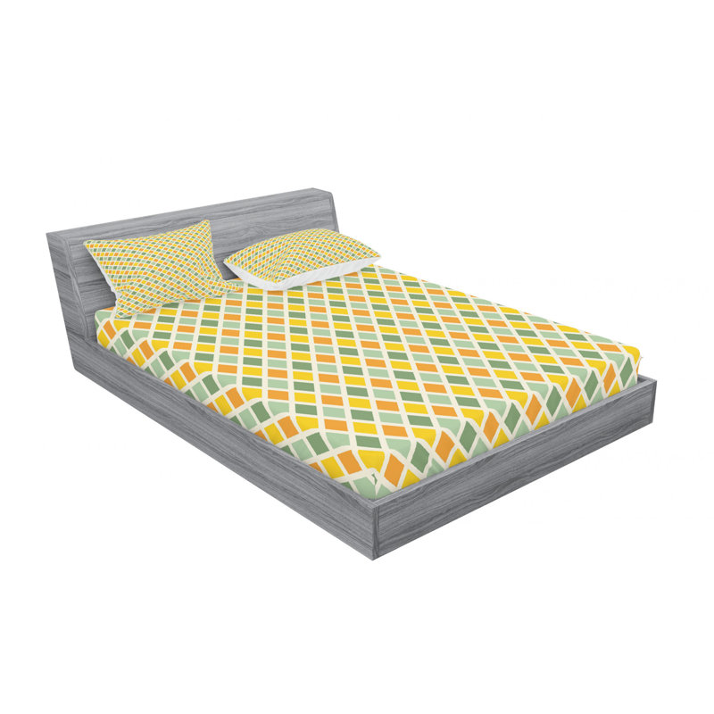 Microfiber Geometric Sheet Set, Queen Sheet Set with Fitted Sheet, Big and Small Dots