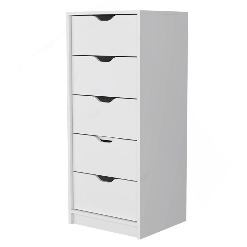 Commode 5 tiroirs Logan, Blanc