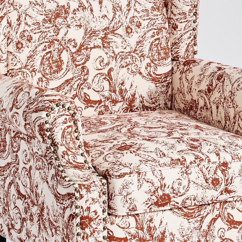 Fauteuil d'appoint à oreilles Duoc Rococo, Rococo Orange