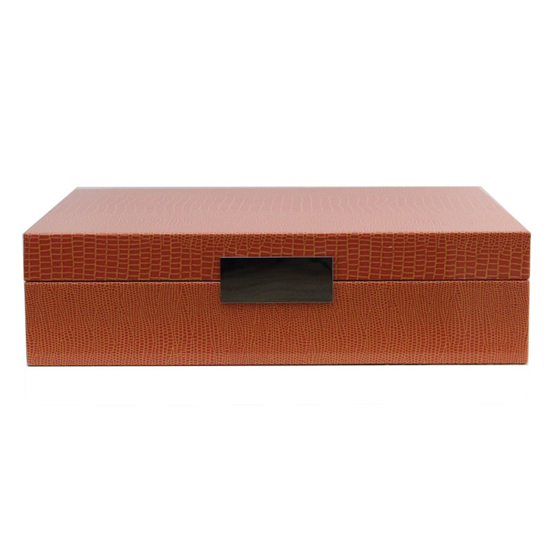 Lacquer Decorative Trunk, 3.94" H x 11.42" W x 8.66" D, Orange