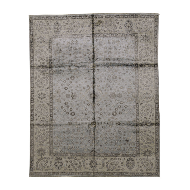 Tapis oriental gris / olive / bleu noué à la main Neo Villa