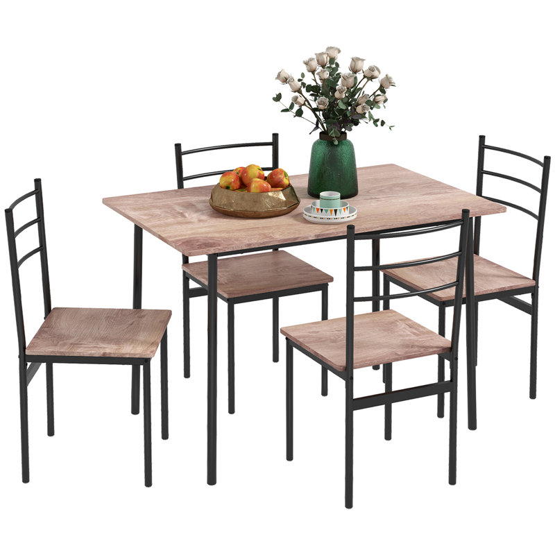 Pittsford 4 - Person Dining Set, Brown/Brown/Black