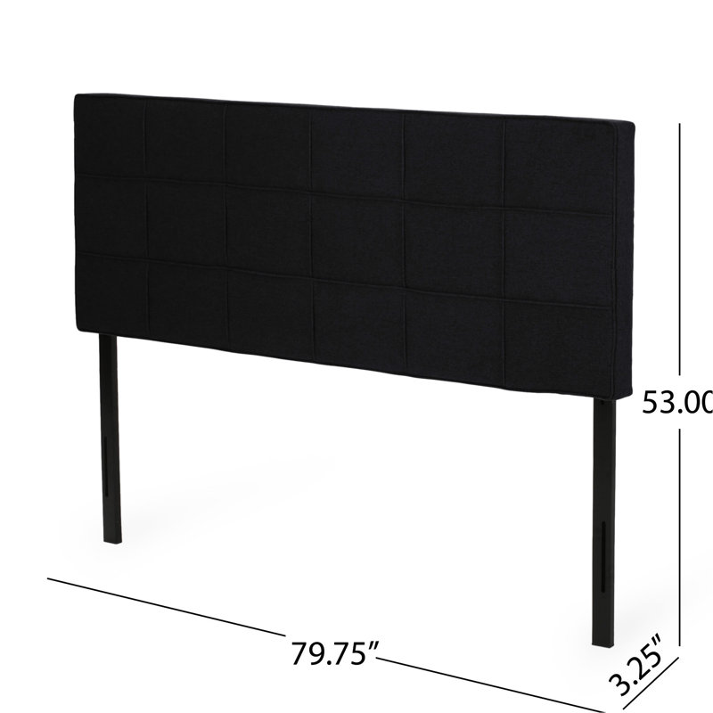 Très grande tête de lit très grand avec un design moderne et des bordures capitonnées en tissu de couleur noire, Noir