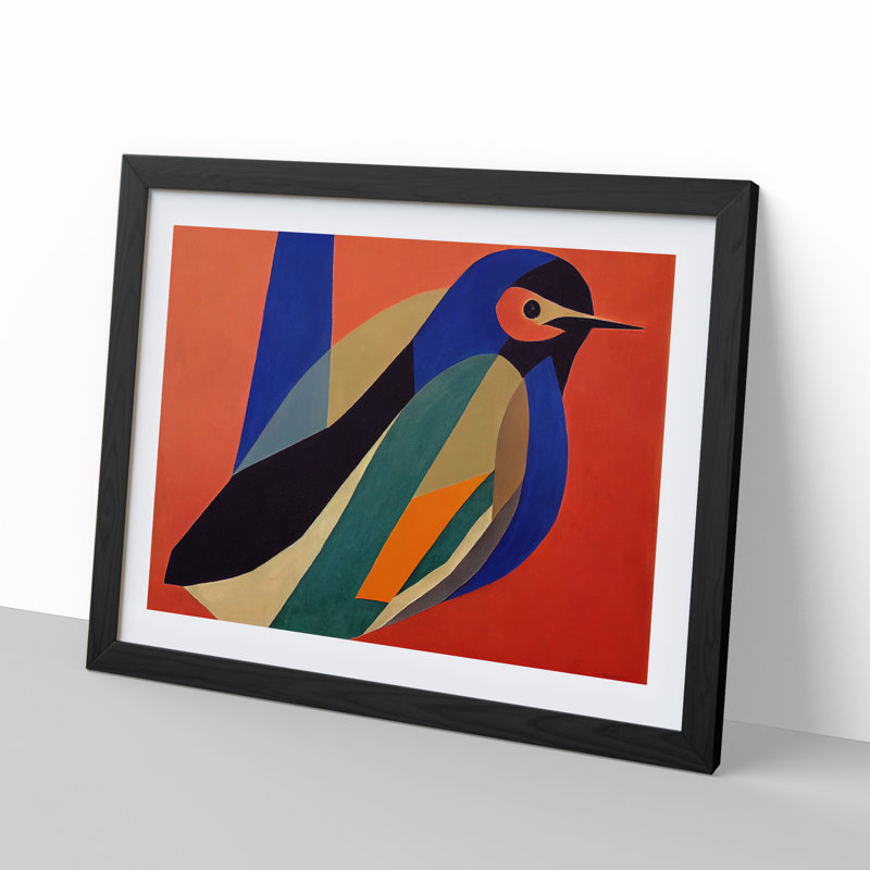 Mind Bending Abstract Bird - Single Picture Frame Print, 46cm H x 64cm W x 2cm D, Black Framed