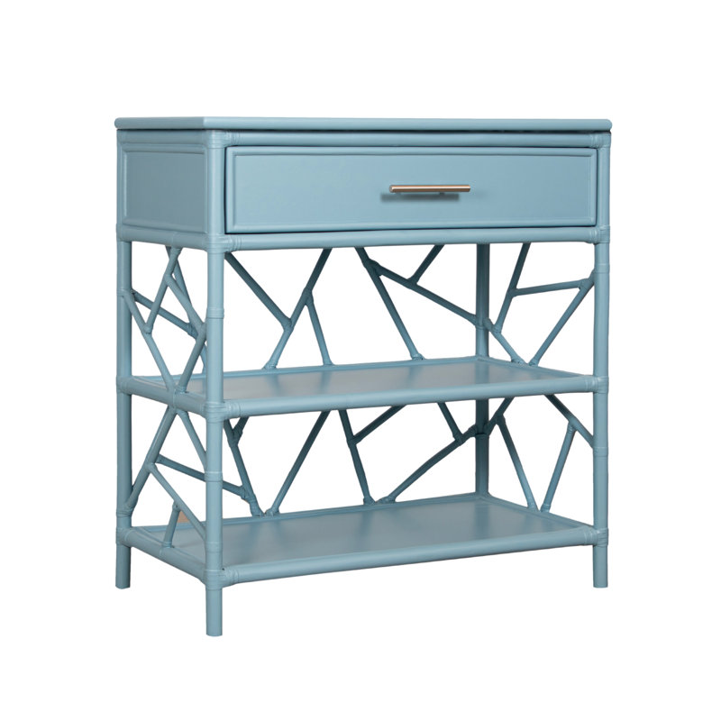 End Table with Storage, Pool Blue