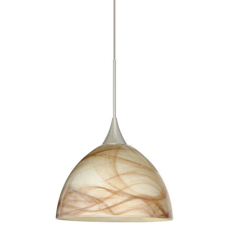 Luminaire suspendu en forme de dôme à 1 lumière Undis, Nickel satiné, Halogène