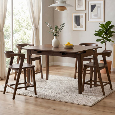 Rozella 5-Piece Solid Wood Counter Height Dining Table Set