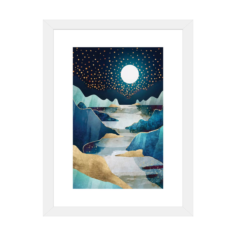 Lune de lune - imprimé, H 32 po x l 24 po x P 1 po, Encadré par un papier blanc