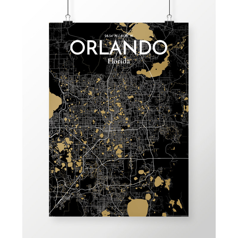 « orlando city map », reproduction d’impression sur affiche en luxe, H 27,6 po x l 19,7 po