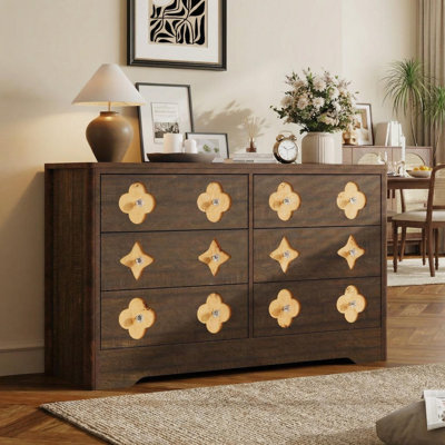 Wooden 6 Drawer Dresser for Bedroom, Living Room, Hallway