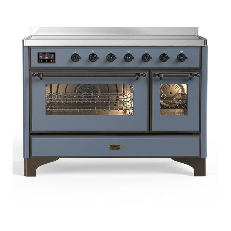 Majestic III Series 48 Inch Induction Range with 6 Induction Elements in Blue Grey (Burnished Trim), Blue Gray, Burnished