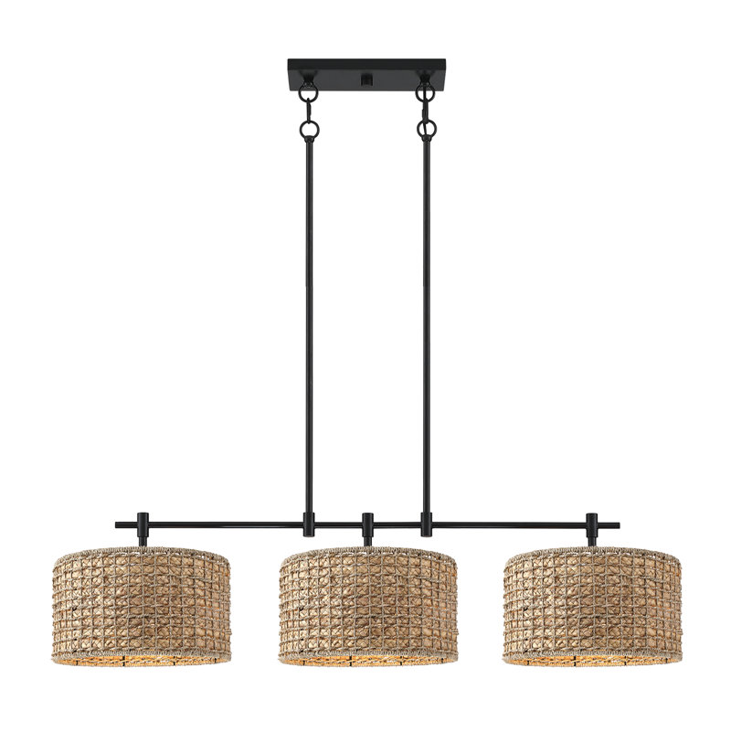 Lustre tambour en rotin 3 lumières Stutz