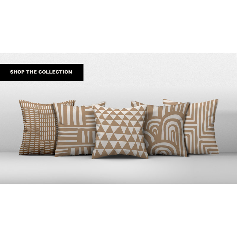  Coussin décoratif intérieur / extérieur abstrait carré, Beige, L 19 po x H 19 po