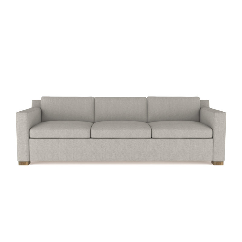 Mercer Track-Arm Sofa, Weathered, 33.5" H x 84" W x 39" D, Box Weave Linen Silver Streak