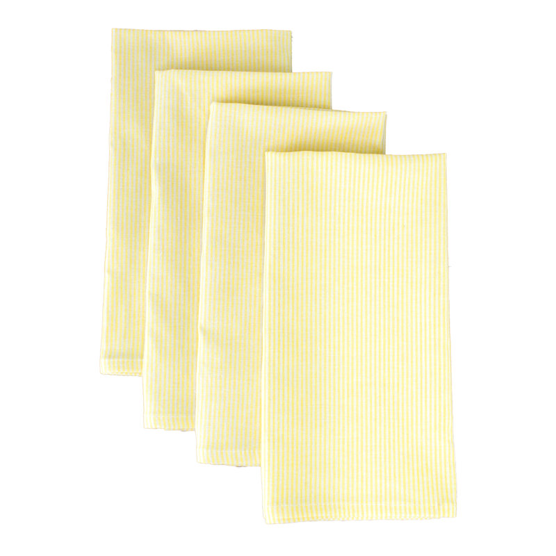 Hairline Stripes Cotton Table Cloth Napkins, Set Of 4, Yellow