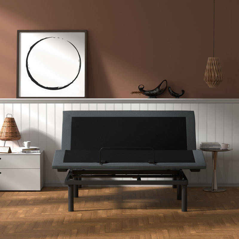 Base de lit réglable noire et grise Os4 - Conception pliante au centre avec cadre renforcé renforcé à distance, fonction zéro gravité disponible