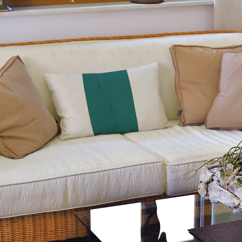 Housse de coussin lombaire Atlanta, Miami, Cyan foncé / blanc