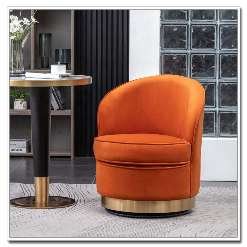 Fauteuil pivotant en velours, Orange