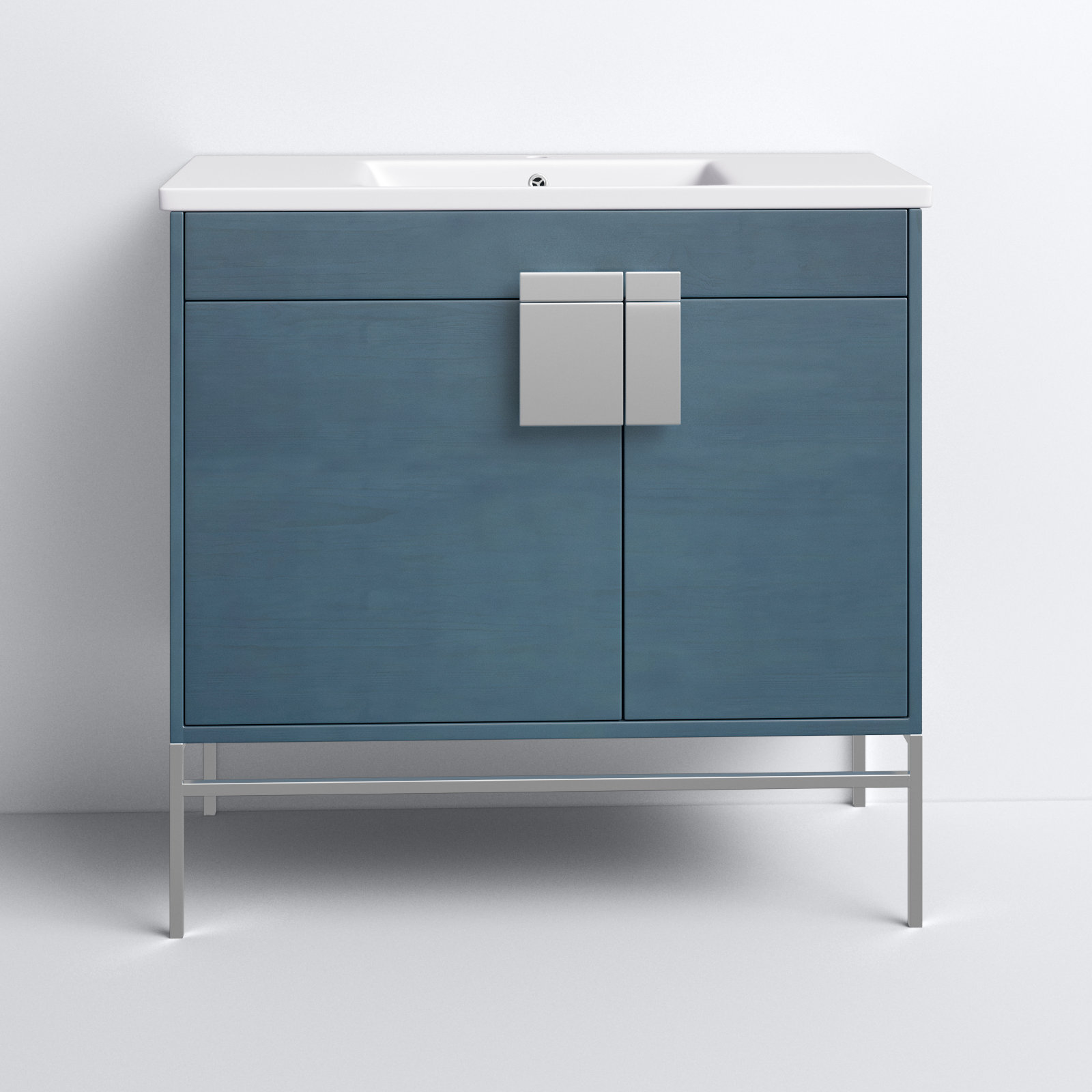 Maisie 36'' Single Bathroom Vanity, Polished Chrome, French Blue