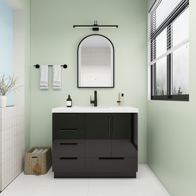 Meuble-lavabo autoportant avec tiroirs latéraux Carla