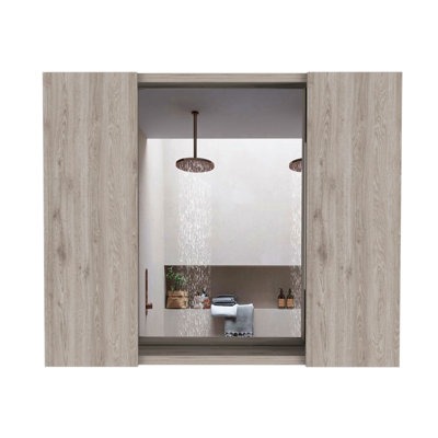 Medicine Cabinet, Mirror, Double Door, One External Shelf